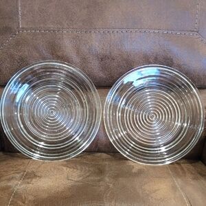 1930's Anchor Hocking Manhattan Art Deco Clear Ribbed Dinner Plate Dishes 10"